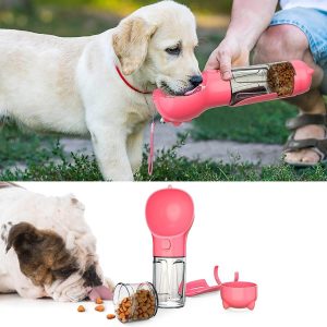 5-in-1 Waterfles voor Honden – Met Voerbak, Schep & Afvalzakjeshouder