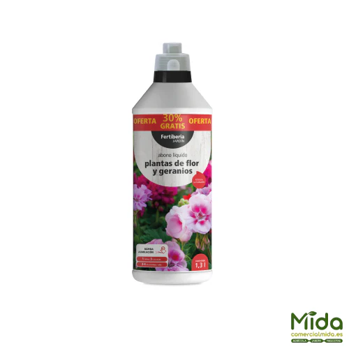 Vloeibare meststof Fertiberia voor bloeiende planten en geraniums - 1 liter + 30% GRATIS