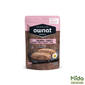 Alimento Húmedo OWNAT Wetline Pouch Kitten Salmon & Turkey para Gatitos