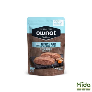 Alimento Húmedo OWNAT Wetline Pouch Sterilized Turkey & Tuna para Gatos