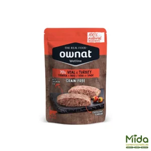 Alimento Húmedo OWNAT Wetline Pouch Veal & Turkey para Gatos
