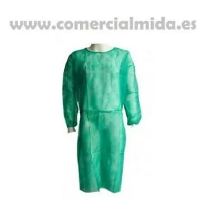 Bata Hospitalaria Desechable Verde con Puño de Algodón MAX GLOVES