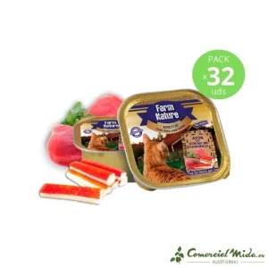 Comida Húmeda FARM NATURE Atún con Surimi de Cangrejo 32 uds para Gato