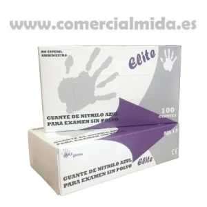 100 Wegwerphandschoenen van Nitril Poedervrij ELITE 4,4 gr Hemelsblauw