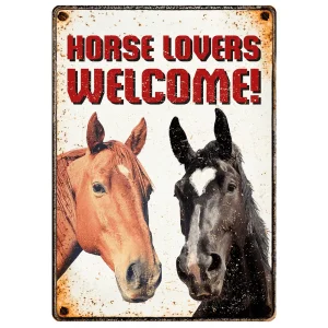 Chikko Quality - Metalen Bordje - “Welcome Horselovers” - 21x14cm
