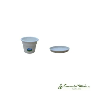 Pack KOZZI de Maceta + Plato Blancos para Jardinería