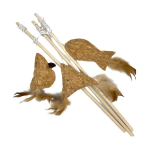 MaxxPro - Kattenhengel - Hout/kurk - Muisje - Interactief - 41 cm