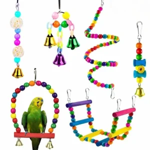 6-delige Gekleurde Speelgoedset voor middelgrote vogels