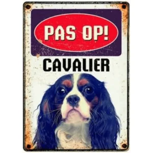 Waakbordje metaal 'Pas Op Cavalier' 15x21cm