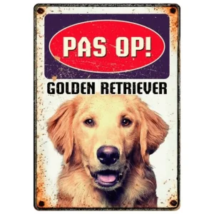 Chikko Quality - Metalen Decoratiebord “Golden Retriever” - 21 x 14 cm