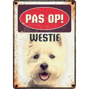 Chikko Quality - Metalen Bordje - Pas op - Westie - 21x14,8cm