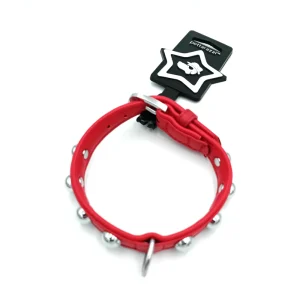Pettarazzi - Halsband - Rood met Zilveren Knopen - 45cmx25mm