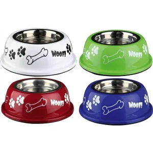 Trixie - Water- & Voerbak - Kunststof met RVS – Antislip - 0,45L