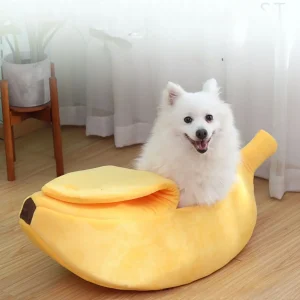 Banaan Honden- en Kattenmand | Gezellig, Semi-Gesloten Ontwerp voor Katten & Kleine Honden